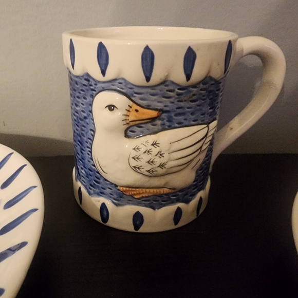 2 Vintage “DUCK” Ceramic Plates and 1 Mug by SIGMA THE TASTESETTER Blue /White - Picture 5 of 8